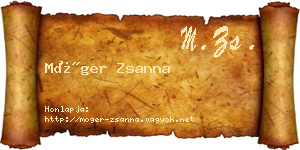 Móger Zsanna névjegykártya